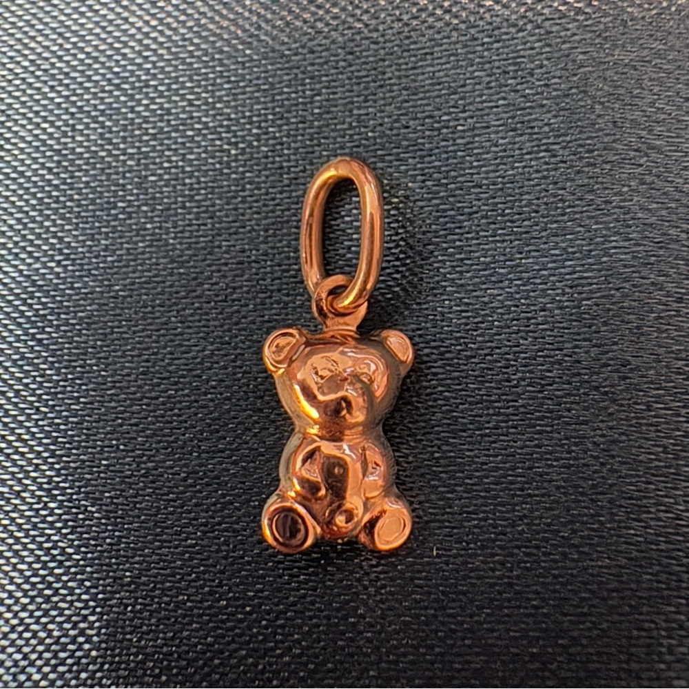 18k Solid Gold Teddy Bear Charm Pendant